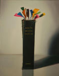 <b>Black and White and Read All Over</b>, 2011<br>Oil on canvas, 14x11 image, 23x20 inches framed<br><i>sold</i>