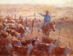 <b>Roundup</b>, 2013<br>Oil on panel, 16x20 inches<br>$2000