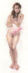 <b>Girl in Pink</b>, 2013<br>Pastel and oil on paper, 51x20 inches unframed<br>$1800