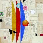 <b>New Moon</b>, 2009<br>Acrylic on collage, 10x10 inches<br>$1200