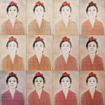<b>Kate As Frida</b>, 2012<br>Woodcut and drypoint prints mounted on wood panel, 24x24 inches<br>$1800