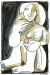 Woman in Tan & Gray