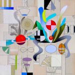 <b>Crab Nebula</b>, 2009<br>Acrylic on collage, 10x10 inches<br>$1200
