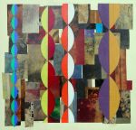 <b>Dog Days</b>, 2009<br>Acrylic on collage, 14x15 inches<br>$1600