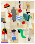 <b>Picasso on the Beach</b>, 2008<br>Acrylic on Collage, 13x11 inches, 25.5x21 framed<br>$1800
