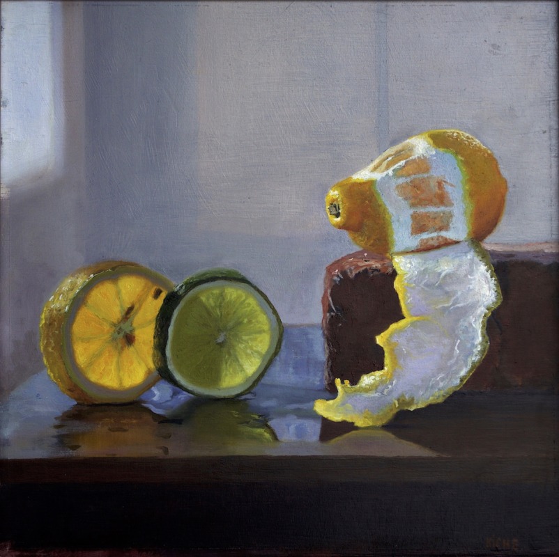 Lemon and Lime Slice on Brick