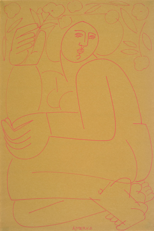 Woman on marigold paper