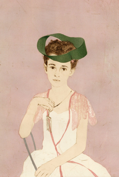 Girl with a Blivet Pendant Wearing a Möbius Strip as a Hat