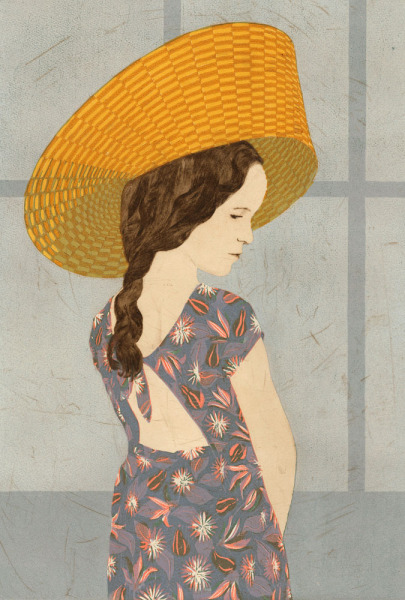 Girl Wearing a Möbius Strip as a Hat - A Straw Hat