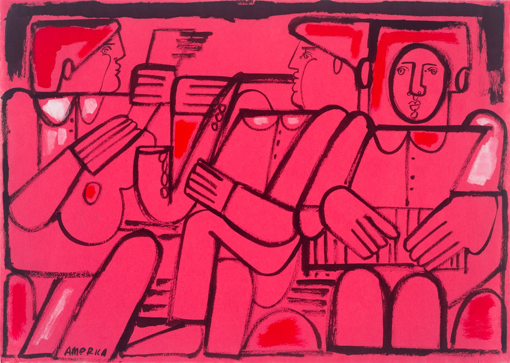 Three Musicians in Red