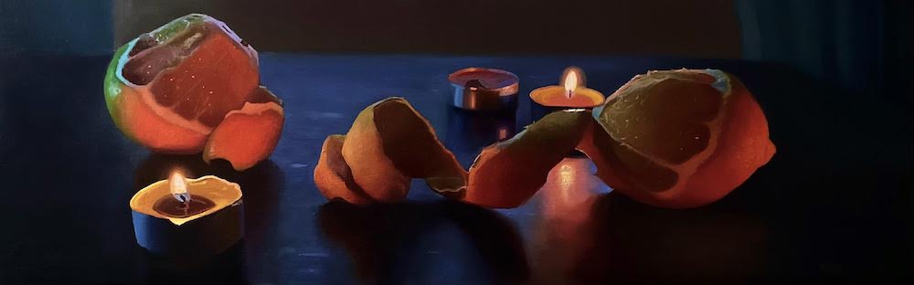 Two Oranges Between Candlelight