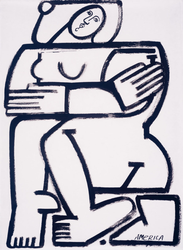 Woman sits with arms folded