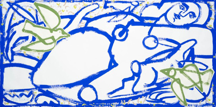 Blue Rabbit & Green Bird