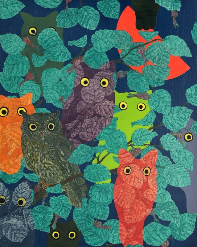 Screech Owls in Beaked Hazelnut